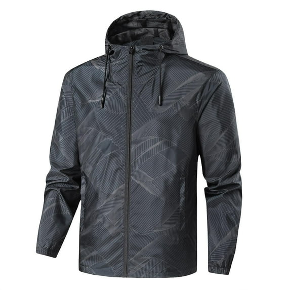 Brilliant Jackets for Men Big and Tall 5Xl Clearance Casual Outdoor Windbreaker Long Sleeved Pockets Zipper Hooded Coat Jackets Black XL