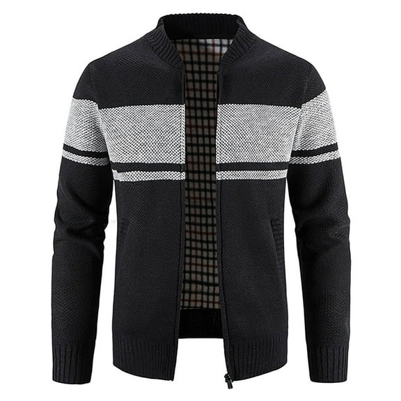 Brilliant Jackets for Men Big and Tall 5Xl Clearance Lightweight and Winter Stand Collar Sweater Casual Fleece Jacket Black XL
