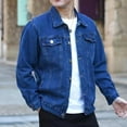 thumbnail image 1 of Brilliant Jackets for Men Big and Tall 5Xl Clearance Solid Color Denim Button Pocket Lightweight Long Sleeved Hooded Denim Jacket Blue XXXL, 1 of 7