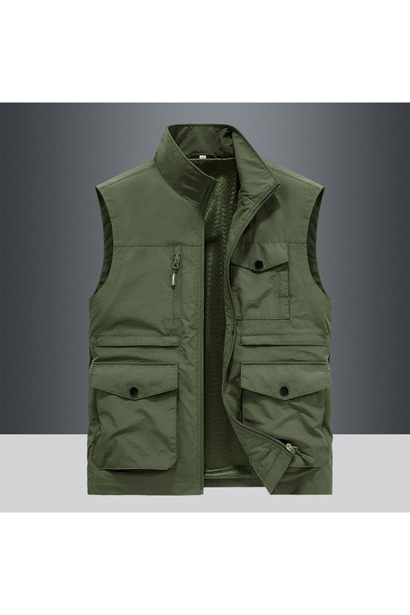 Brilliant Jackets for Men Big and Tall 5Xl Work Jacket Stand Collar Multiple Pockets Outdoor Photography/Sports Jacket Coat Green XXXXXXL