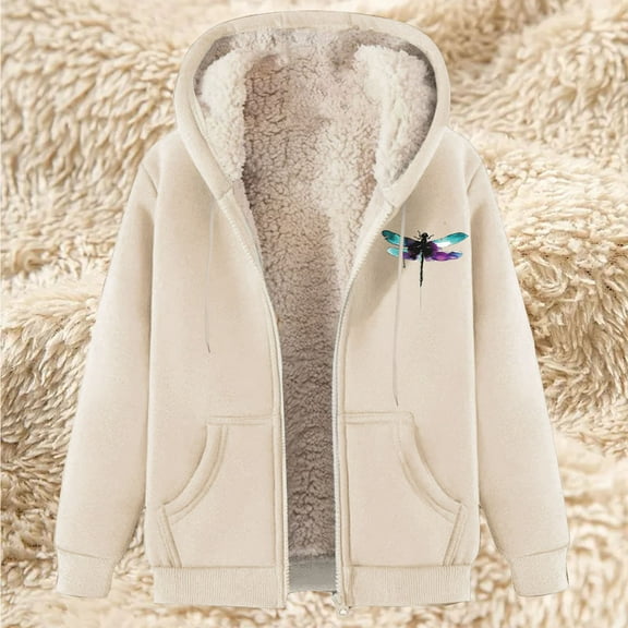 Brilliant Jackets for Women Winter Women's Long Hoodies Tunic WInter Warm Fleece Lined Zip Up Hooded Sweatshirt Jacket Coat Brown M