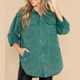 thumbnail image 1 of Brilliant Jean Jacket for Women Clearance Denim Jackets WomenS Lapel Long Sleeve Lantern Sleeve Spring 2025 Casual Washed Denim Shirt Coat Green S, 1 of 6