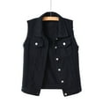 thumbnail image 1 of Brilliant Jean Jacket for Women Cropped Denim Jackets Women Spring and Solid Sleeveless Jacket Outerwear Black L, 1 of 6