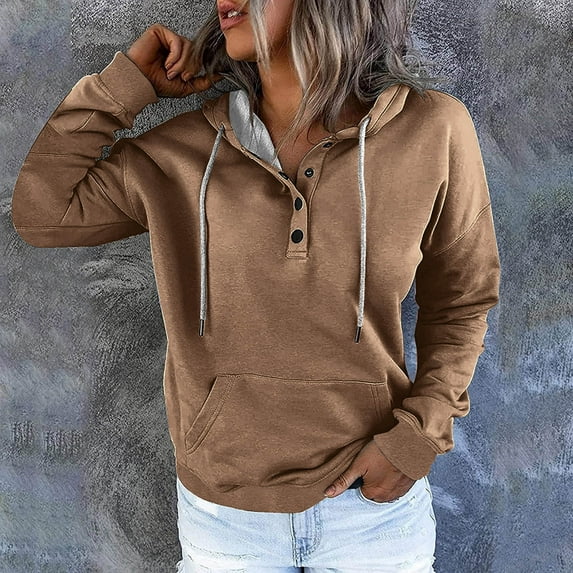 Brilliant Long Sleeve T-shirt for Women Womens Tops Fashion Printed Pocket Long Sleeve Blouse Casual Tops Sweatershirt Button Hoodies