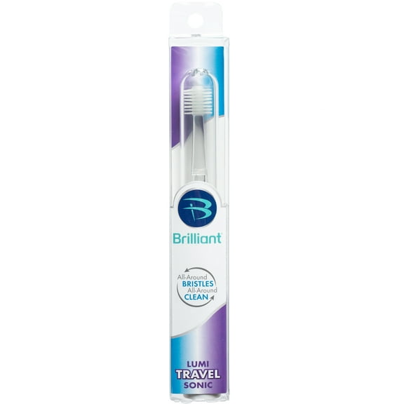 Brilliant Lumi Sonic Travel Toothbrush with Single AAA Battery, LED Light and Micro Bristles