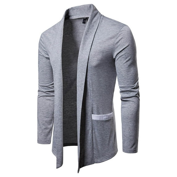 Brilliant Men Pocket Solid Cardigan Turndown Casual Polyester Sweater Slim Fit Jacket Clearance Clothes under $5.00