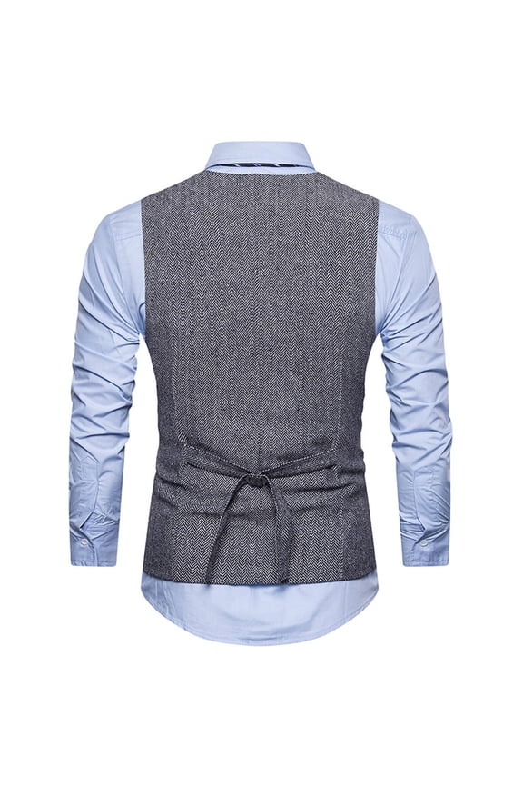 Brilliant Men Woolen Double-breasted Vest Suit Retro Business Waistcoat Clearance Clothes under $5.00