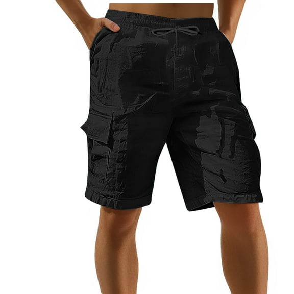 Brilliant Mens Shorts athletic Khaki Shorts Men's Summer Pocket Beach Breathable Sports Shorts Cargo Pants Black XXXL