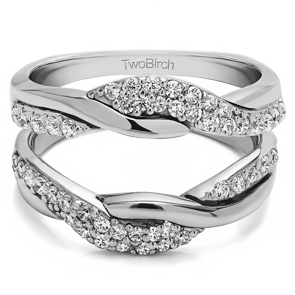 Brilliant Moissanite Mounted in Sterling Silver Bypass Wedding Ring