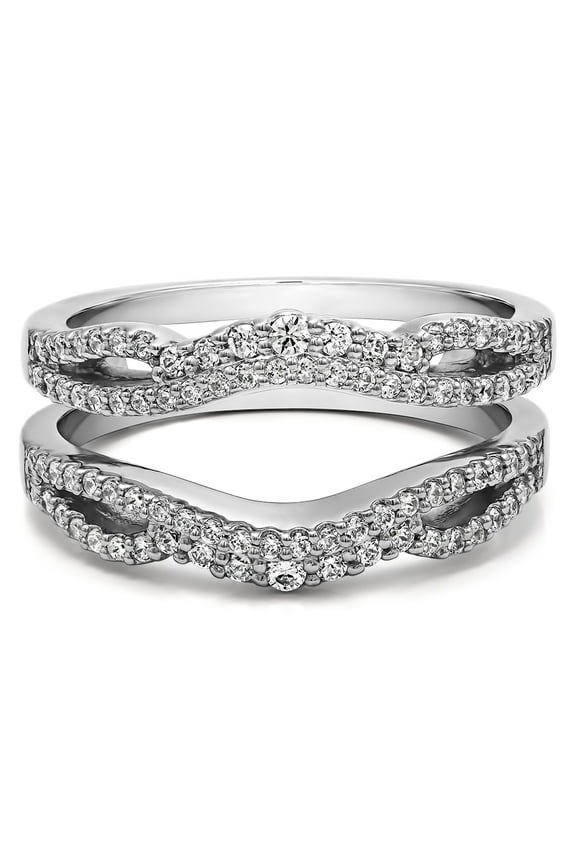 Brilliant Moissanite Mounted in Sterling Silver Double Infinity Wedding Ring Guard Enhancer (0.41ctw)