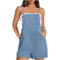thumbnail image 1 of Brilliant New Summer Overall Shorts for Women Fashion Casual Sleeveless Suspender Short Jumpsuit Blue M, 1 of 9