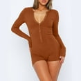 thumbnail image 1 of Brilliant New Summer Overall Shorts for Women Sexy Casual Bodysuit Ribbed Rompers Workout Sport Jumpsuits Brown S, 1 of 9