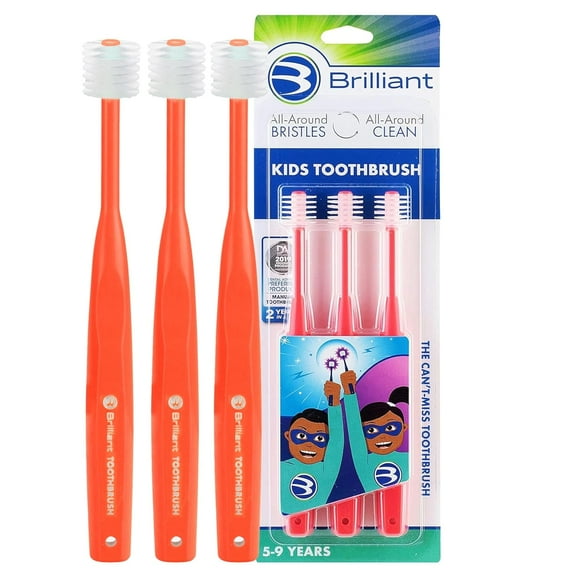 Brilliant Oral Care Kids Soft Round Head Toothbrush - 3ct - Red