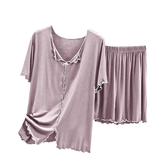 Brilliant Pajamas for Women Plus Size Pajama Pants Women's Casual Loose Short Sleeve Shorts Home Suit Pajama Sets Pink XXL