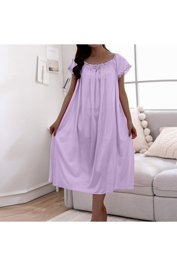 Brilliant Pajamas for Women Plus Size Pajama Pants Women's Sexy Nightdress Lingerie Sleepwear Solid Color Sexy Loose Pajamas Purple One Size