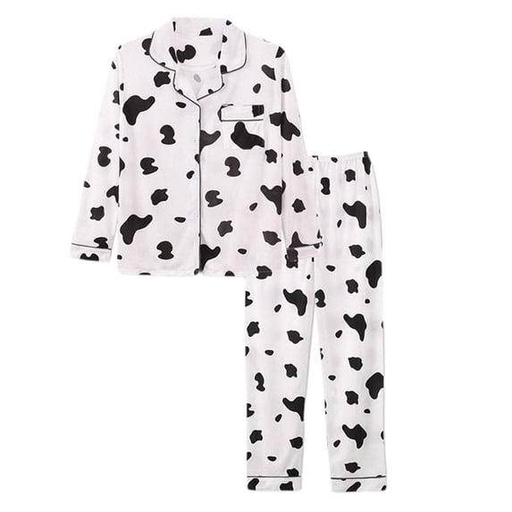 Brilliant Pajamas for Women Plus Size Women's Button Casual Long Sleeve Tops Loose Printing Pants Home Clothing Pajamas Set