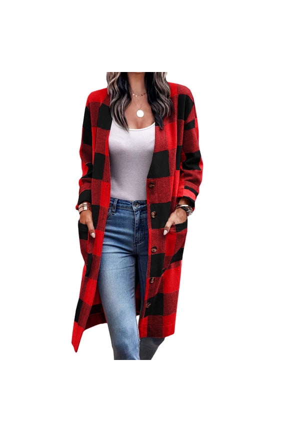 Brilliant Plus Size Plaid Flannel Shirts for Women Buffalo Plaid Shirts Oversized Long Sleeve Casual Button Down Blouse Top Red M