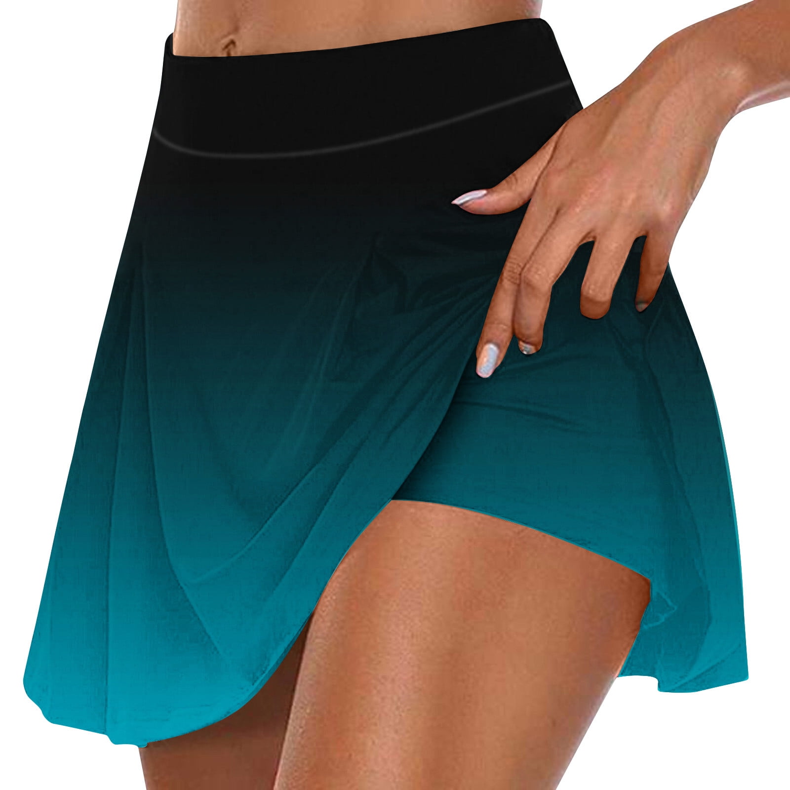 Brilliant Plus Size Clearance Women s Summer Pleated Tennis Skirts athletic Stretchy Shorts Yoga athletic Biker Running Two Piece Dressy Shorts Blue XXL Walmart