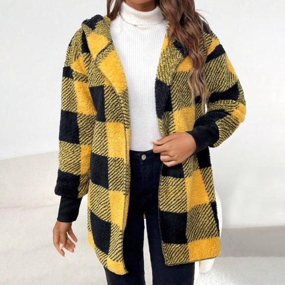 Brilliant Plus Size Clearance Womens Plaid Shirts Cotton Classic Long Sleeve Button Down Collared Casual Tops Lightweight Autumn Blouses Yellow M