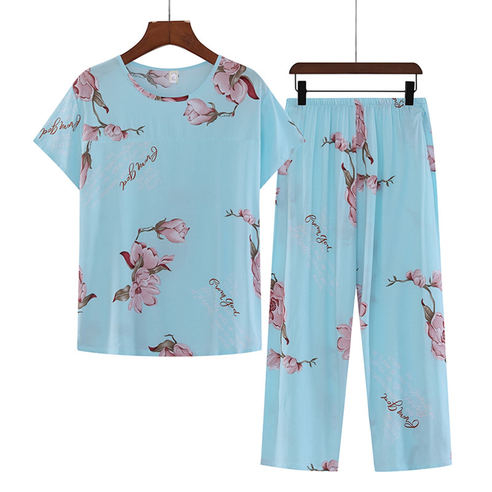 Women's Cotton Long Sleeve Pajama Set – Comfy Button-Up Top & Pants - View #3