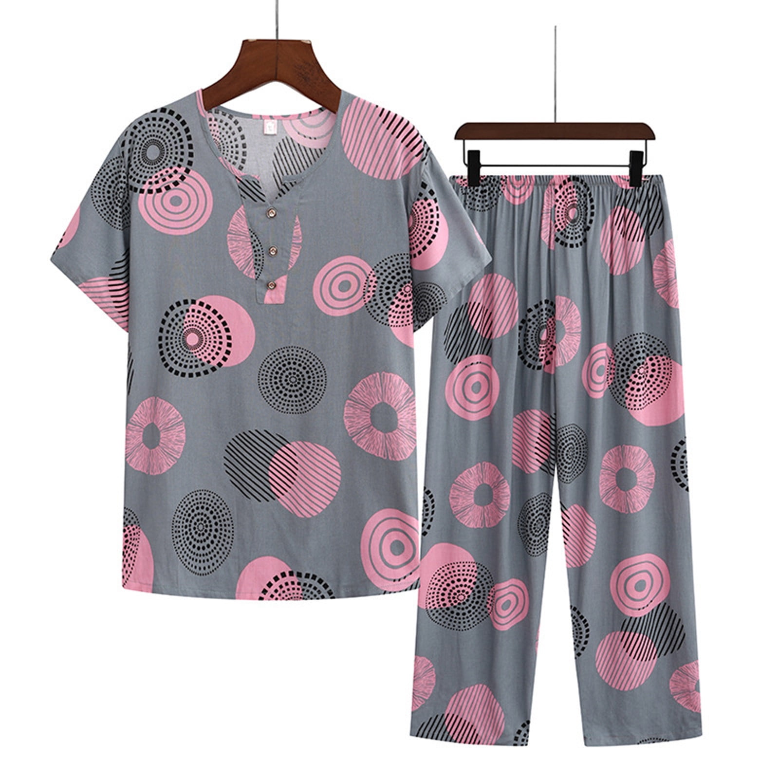 Anjue Women's Plus Size Pajama Set - Button-Down Sleepwear In Brown, Size XXL - View #5