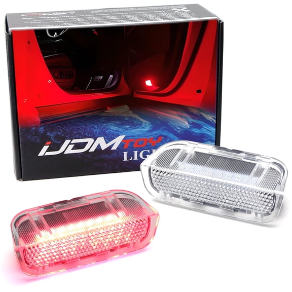 Brilliant Red Full LED Side Door Courtesy Lamps For Volkswagen EOS Golf GTI Jetta Passat CC etc, OEM Replacement, by 18-SMD Red LED Lights & CAN-Bus Error Free