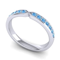 Brilliant Round Cut 0.20 Carat Blue Topaz Gemstone Engagement Eternity Band for Women Solid 18K White Gold Size 7 by Diamond-Capitals
