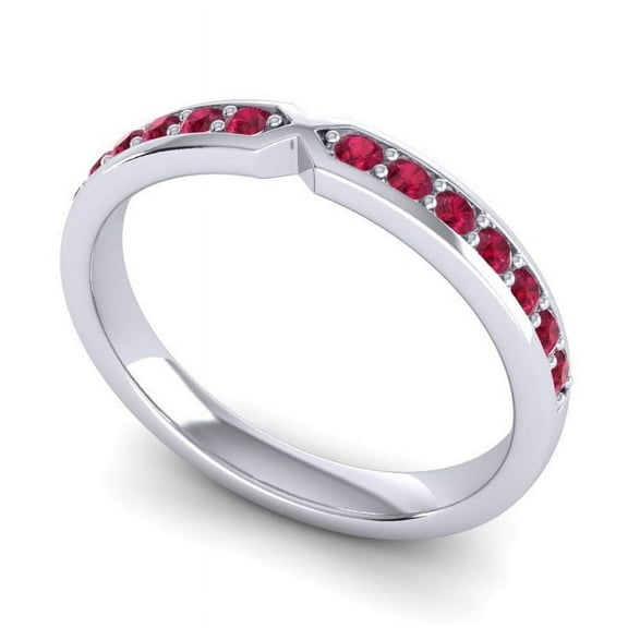 Brilliant Round Cut 0.20 Carat Red Ruby Gemstone Bridal Eternity Band for her Solid 18K White Gold Size 7 by Diamond-Capitals
