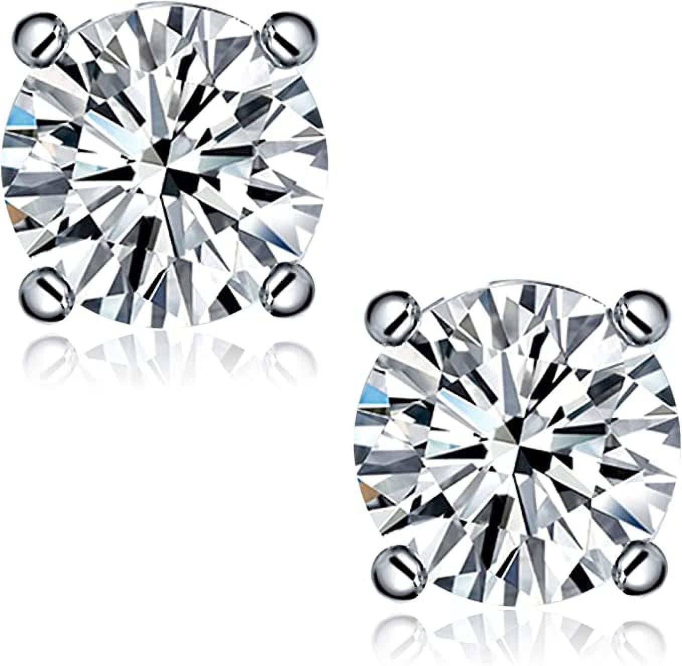 Brilliant Round Cut Lab Grown Diamond Earrings 18K White Gold Plated