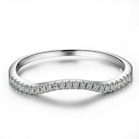 Brilliant Round Moissanite Eternity Band, Moissanite Wedding Band, Diamond Band, Promise Ring, Stackable Ring, D-VVS1, 18K White Gold Plated