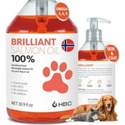 Brilliant Salmon Oil for Dogs and Cats, All-Natural Norwegian Fish Oil Omega 3 Supplements for Pets, 16.9 fl oz
