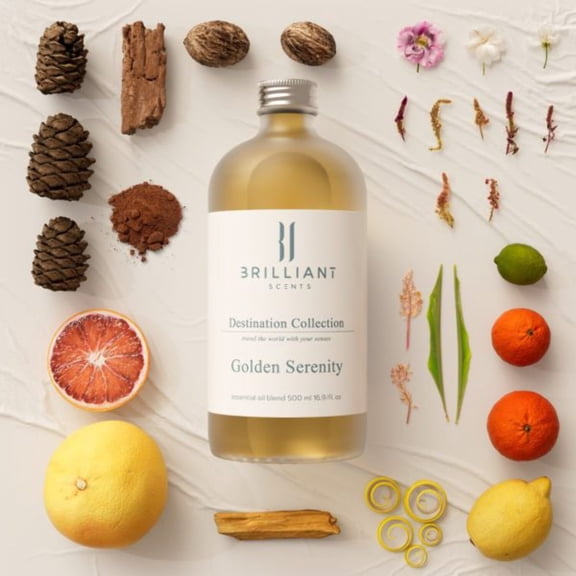 Brilliant Scents - Golden Serenity | Inspired by Nobu Hotel Hotel | Luxury Home & Business Scent | Lemon, Lime, Mandarin, White Grapefruit - Fragrance Oil - 500ml