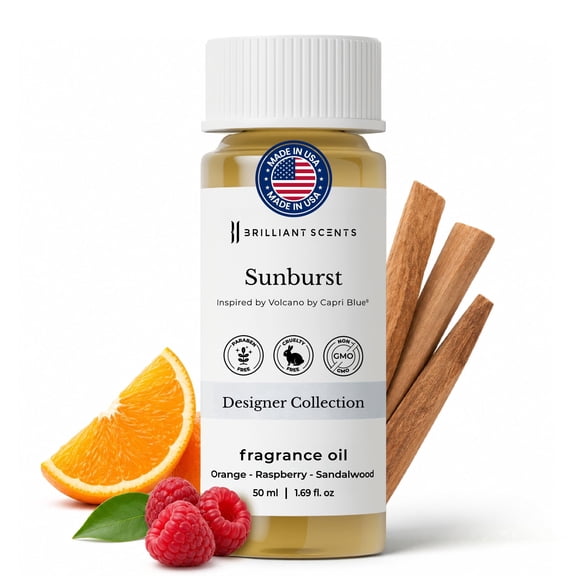 Brilliant Scents Sunburst Reed Diffuser Fragrance Oil Refill, 50ml - Capri Blue Volcano Inspired Scent - Home Fragrance for Reed Diffusers - Made in USA