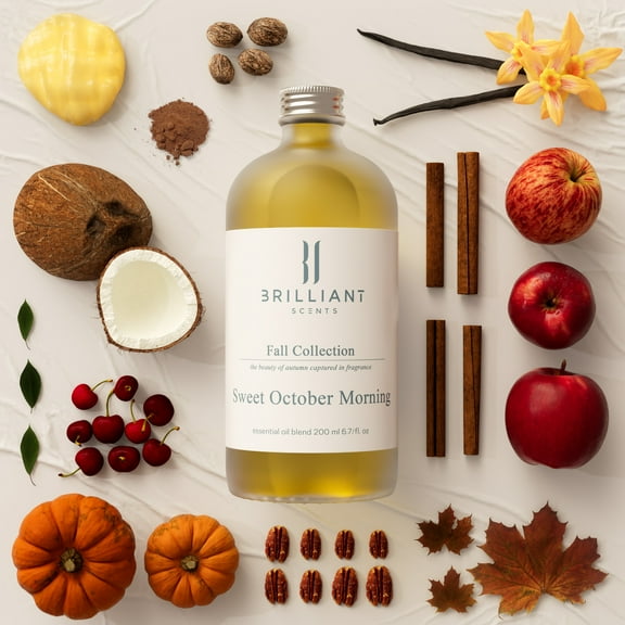 Brilliant Scents - Sweet October Morning | Fall Collection - Luxury Home & Business Scent | Apple, Cherry, Cinnamon, Pumpkin - Fragrance Oil - 200ml