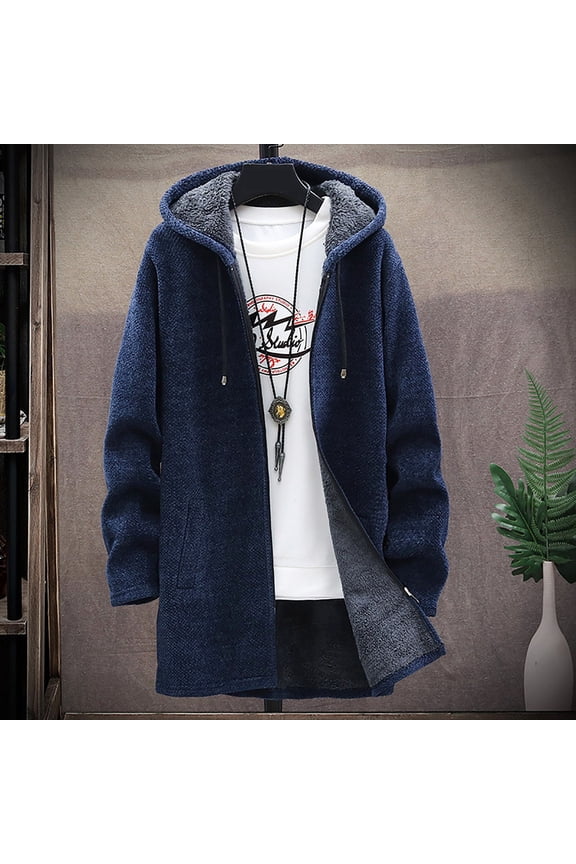 Brilliant Ski Coat Mens Winter Coat Men's solid color hooded jacket windbreaker mid-length hooded jacket Casual Clearance Clothes under $5.00