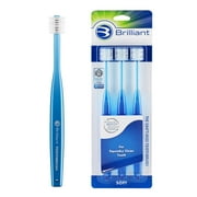 Brilliant Soft Adult Round Head Toothbrush with Super-Fine Micro Bristles, Blue, Pack of 3