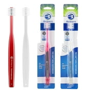 Brilliant Soft Adult Toothbrush, 10,000+ Microfiber Bristles for Cleaner Mouth, Red Clear, 2-Pack