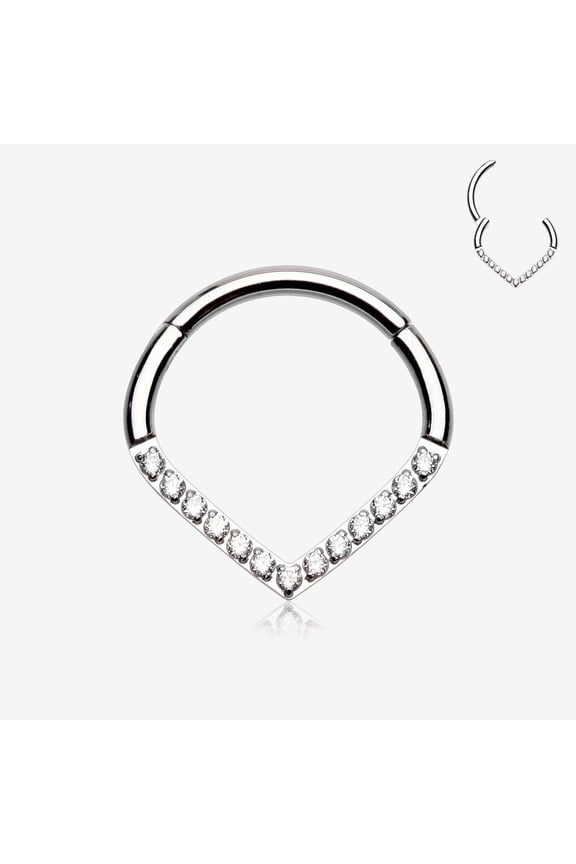 Brilliant Sparkle Chevron Seamless Clicker Hoop Ring