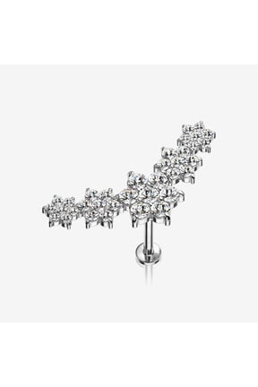 Brilliant Sparkle Flower Journey Top Internally Threaded Steel Labret