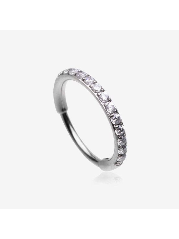 Brilliant Sparkle Gems Lined Clicker Hoop Ring