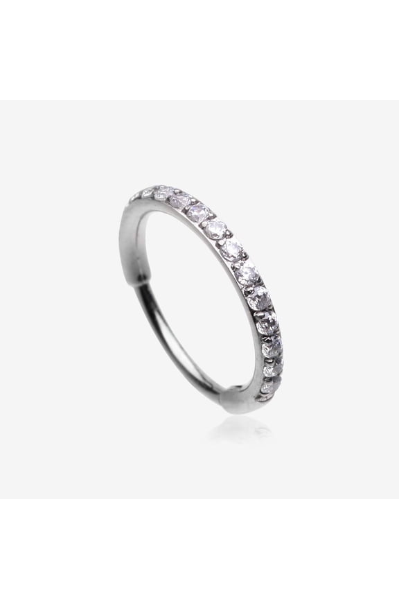 Brilliant Sparkle Gems Lined Clicker Hoop Ring