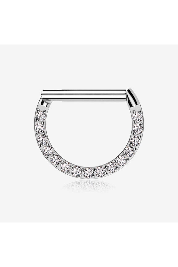 Brilliant Sparkle Multi-Gem Straight Bar Clicker Hoop Ring