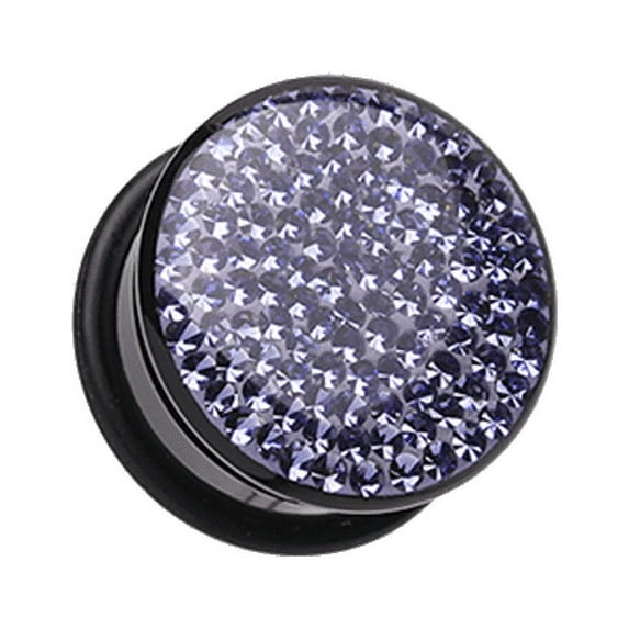 Brilliant Sparkles Black Body Single Flared Ear Gauge Plug Earrings
