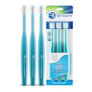 Brilliant Special Soft Toothbrush for Post Chemo, Surgery, Compromised Oral Health, Softest Brilliant, Teal, 3 Count
