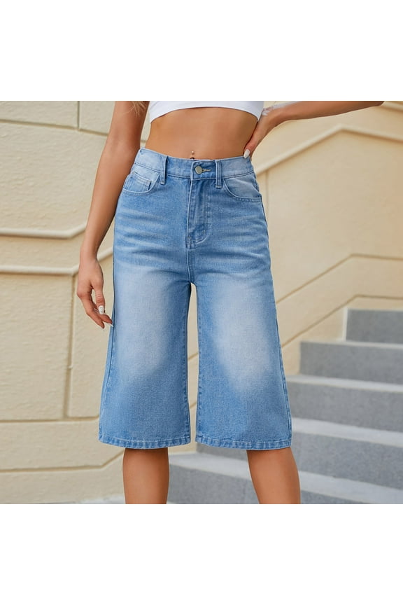 Brilliant Spring And Summer New Women's Button Solid Fashion Short Jeans Pants