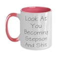 thumbnail image 1 of Brilliant Stepson Gifts, Look At You Becoming, Inspire Birthday Two Tone 11oz Mug Gifts Idea For Son, Stepson Gifts From Dad, Best stepson gifts for Christmas, Best stepson gifts for his birthday,, 1 of 2