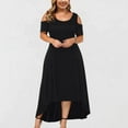 thumbnail image 1 of Brilliant Summer Dresses for Women Plus Size Plus Size Women Sexy Strapless Draw Back Short Sleeve Dress Holiday Party/Black Clearance Clothes under $5.00, 1 of 5