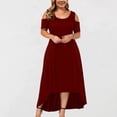 thumbnail image 1 of Brilliant Summer Dresses for Women Plus Size Plus Size Women Sexy Strapless Draw Back Short Sleeve Dress Holiday Party/Red Clothes under $5.00, 1 of 5