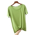 thumbnail image 1 of Brilliant Summer Pajamas Shirts for Women Plus Size Women's Solid Color Short Sleeved Base Shirt Thin T-Shirt Pajamas Short Sleeved Pajamas Green L, 1 of 8