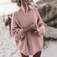 thumbnail image 1 of Brilliant Sweaters for Women Clearance $5.00 Women Winter Casual Round Neck Long Sleeve Solid Color Sweater Loose Knitwear Jumper Tops Lightweight Mid Length Pink S, 1 of 6
